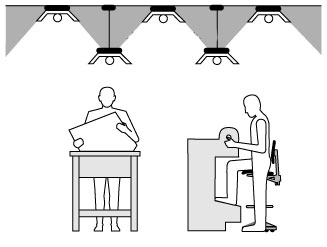 homen na prancheta com luminarias no teto Dicas de Iluminação para Escritório