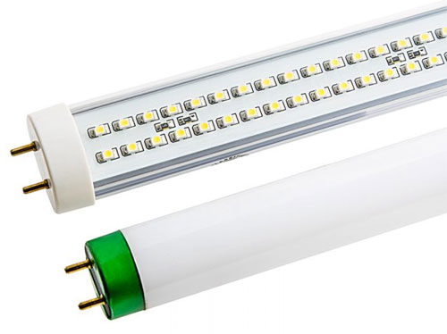 lâmpadas tubulares com acrílico cristal e leitoso