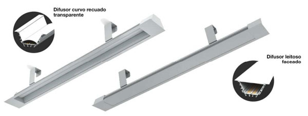 luminária para perfil com acrílico e com ou sem em LED