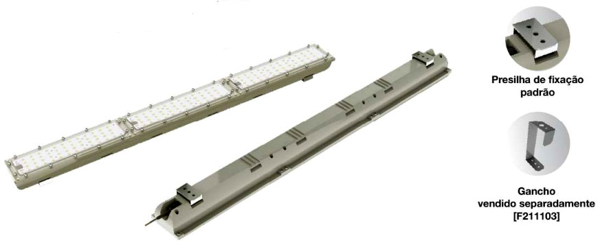 luminária blindada para perfil ou pendurar com LED blindada