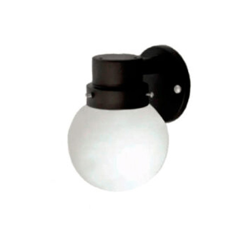 
Esta arandela externa possui uma base de parede preta circular que sustenta um globo branco esférico e leitoso. O design é simples e arredondado, projetado para difundir a luz de forma suave e uniforme em todas as direções. É ideal para muros e fachadas residenciais.