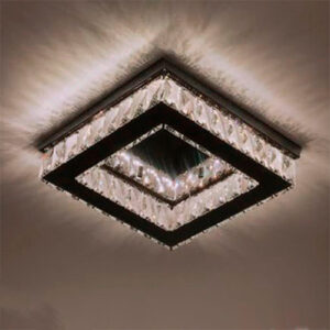 Luminária Plafon de Cristal Moderno Quadrado Placa