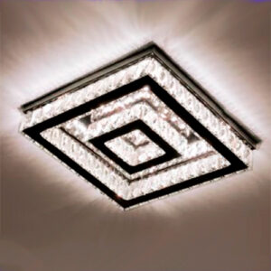 Luminária Plafon de Cristal Moderno Quadrado Placas
