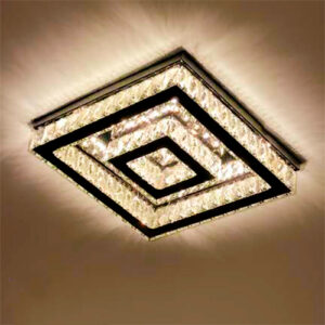 Luminária Plafon de Cristal Moderno Quadrado Placas