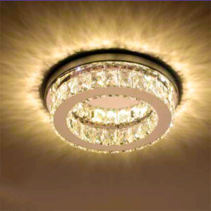 Luminária Plafon de Cristal Moderno Redondo Placa