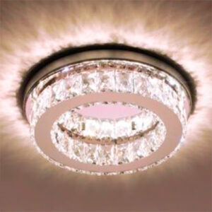 Luminária Plafon de Cristal Moderno Redondo Placa