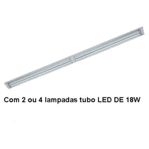 Luminária de Embutir Modelo para Super Mercado, Corredores e Grandes Áreas – Para TuboLED T8 2x18W