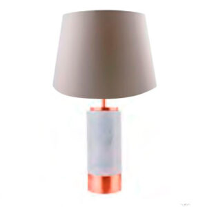 Luminária de Mesa Abajur Mármore Branco e Metal Cobre