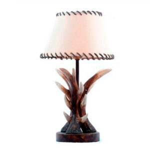 Luminária de Mesa Abajur Rústico Country Chifres Pequeno com Cúpula