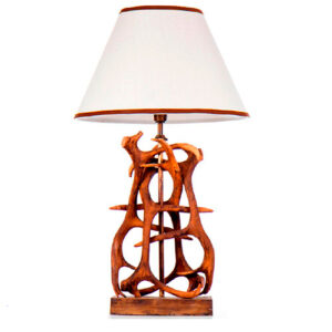 Luminária de Mesa Abajur Rústico Country Chifres com Cúpula