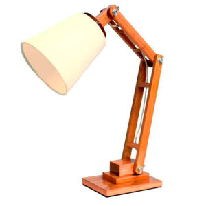 Luminária de Mesa Abajur de Madeira Mini com Cúpula de Tecido