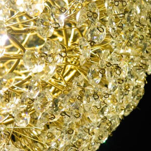 Luminária de Teto Coluna de Metal e Cristal Castanha K9 14mm