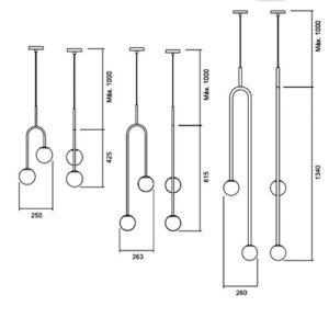 Luminária de Teto Pendente Moderno Equilibrat Duplo com Globos de Vidro
