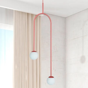 Luminária de Teto Pendente Moderno Equilibrat Duplo com Globos de Vidro1