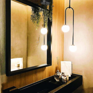 Luminária de Teto Pendente Moderno Equilibrat Duplo com Globos de Vidro4