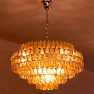 Lustre Moderno Odeon Cristais Conhaque