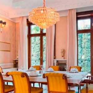 Lustre Moderno Odeon Cristais Conhaque