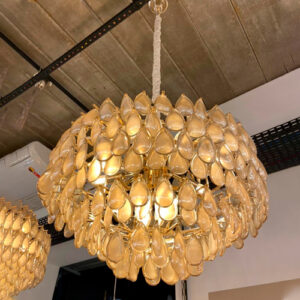 Lustre Moderno Odeon Cristais Conhaque