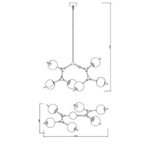 Lustre Moderno Poma com 6 Globos de Vidro