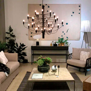 Lustre Pendente Clássico Design Italiano Cromado para 30 Lâmpadas