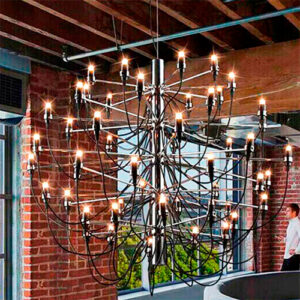 Lustre Pendente Clássico Design Italiano Preto para 50 Lâmpadas