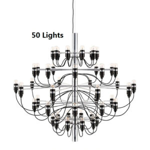 Lustre Pendente Clássico Design Italiano Preto para 50 Lâmpadas