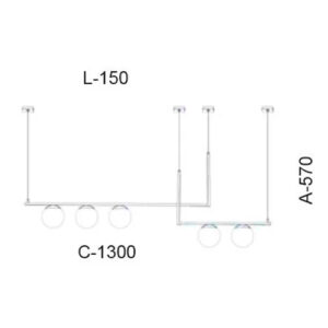 Lustre Pendente Moderno 2 Varões com 5 Globos