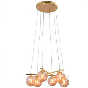 Lustre Pendente Moderno Astig com 6 Globos de Vidro