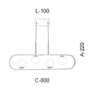 Lustre Pendente Moderno Elo Horizontal com 4 Globos
