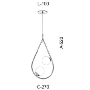 Lustre Pendente Moderno Gota com 2 Globos