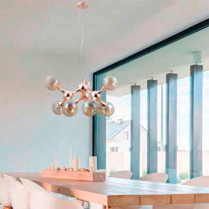 Lustre Pendente Moderno Moltas com 9 com Globos de Vidro