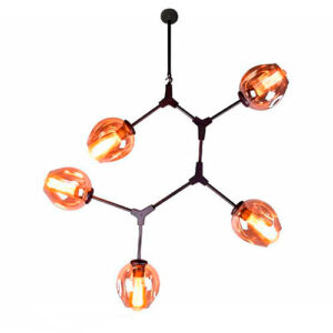 Lustre Pendente Moderno Orbital New com 5 Globos de Vidro