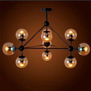 Lustre Pendente Moderno Orbital com 10 Globos de Vidro