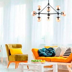 Lustre Pendente Moderno Orbital com 10 Globos de Vidro