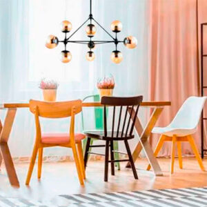 Lustre Pendente Moderno Orbital com 10 Globos de Vidro