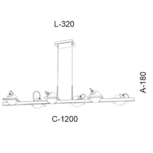 Lustre Pendente Moderno Varão com Suporte Quadrado - 6 Globos