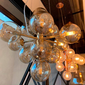 Lustre Pendente Moderno Vine com 14 Globos de Vidro
