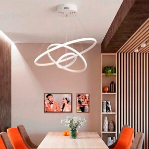 Lustre Pendente de LED Circulo Red Triplo – Luz Invertida