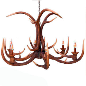 Lustre Rústico Country Chifres Longos com 6 Cúpulas