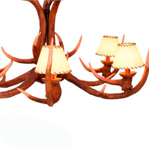 Lustre Rústico Country Chifres Longos com 6 Cúpulas