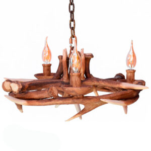 Lustre Rústico Country Chifres Redondo com 3 Cúpulas