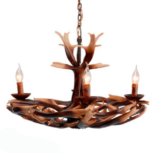 Lustre Rústico Country Chifres Redondo com 4 Cúpulas