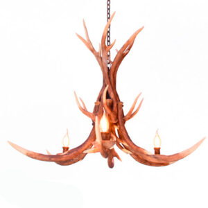 Lustre Rústico Country Chifres com 3 Cúpulas