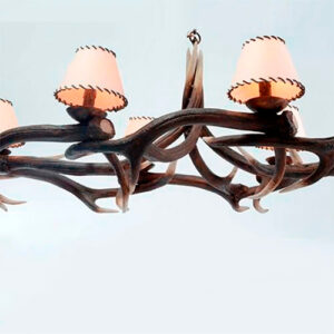 Lustre Rústico Country Chifres com 5 Cúpulas