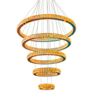 Lustre de Cristal Moderno Anéis Redondo Placas – LED Integrado