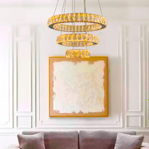 Lustre de Cristal Moderno Anéis Redondo Placas – LED Integrado