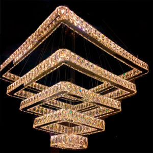 Lustre de Cristal Moderno Quadrados Placas - LED Integrado