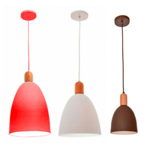 Pendente Metálico Dome Mini com Madeira