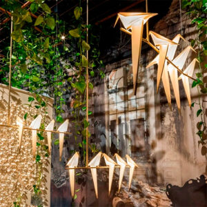 Pendente Moderno Ave Dobradura com 5 Pássaros – LED Integrado