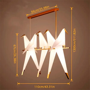 Pendente Moderno Ave Dobradura com 5 Pássaros – LED Integrado